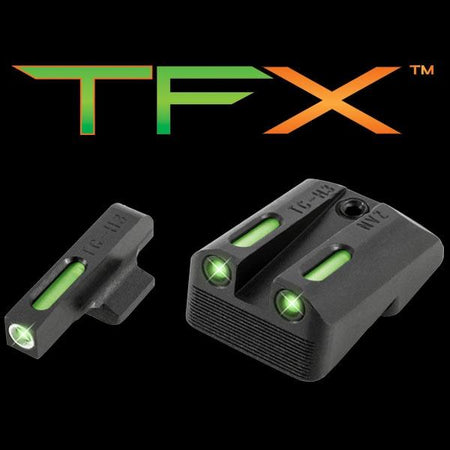 Truglo TFX Tritium Fiber-Optic Sights for 1911 Officers Commander Novak LoMount Cut - White Front