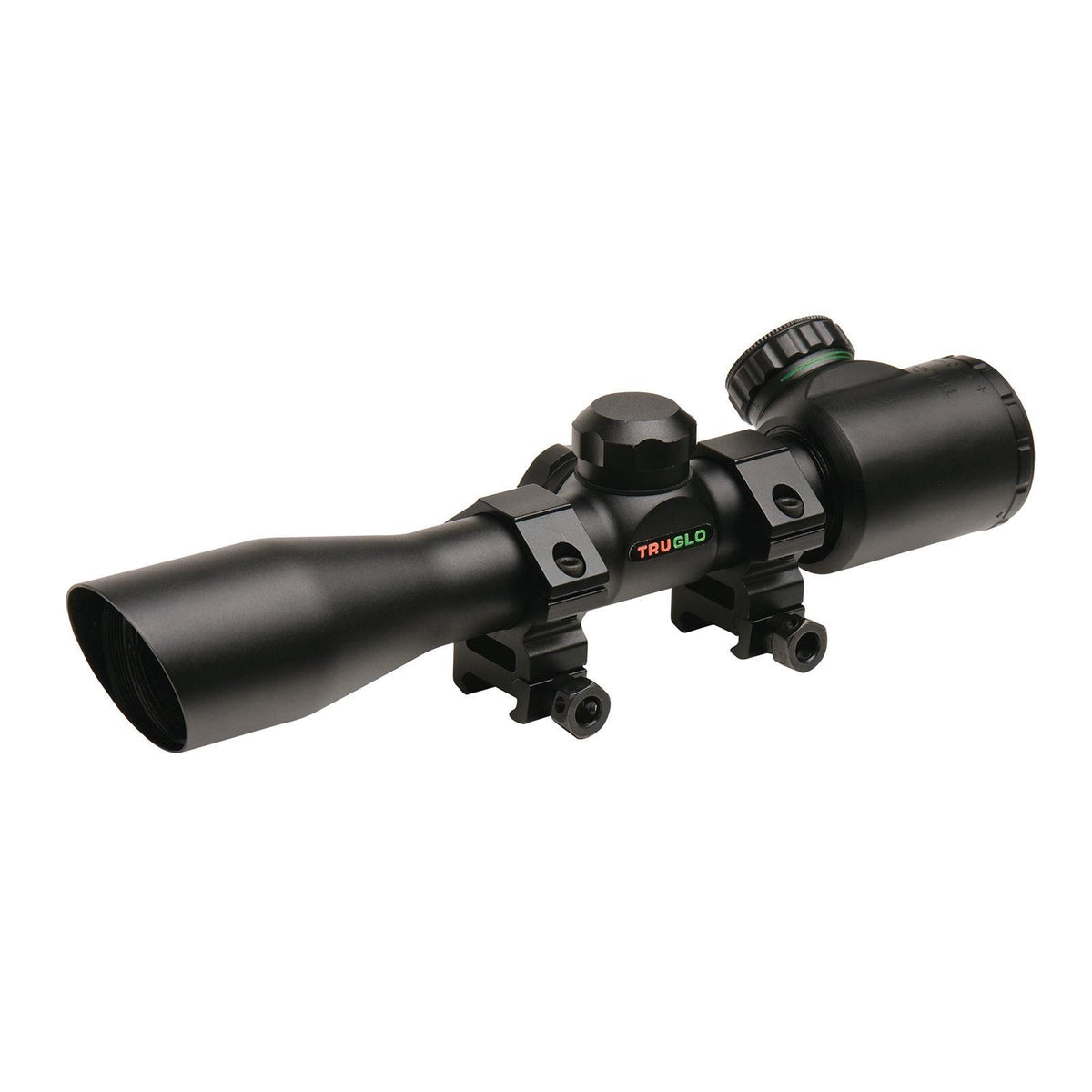 Truglo 4x32mm Illuminated Dual-Color Reticle Crossbow Scope with Weaver Rings Black