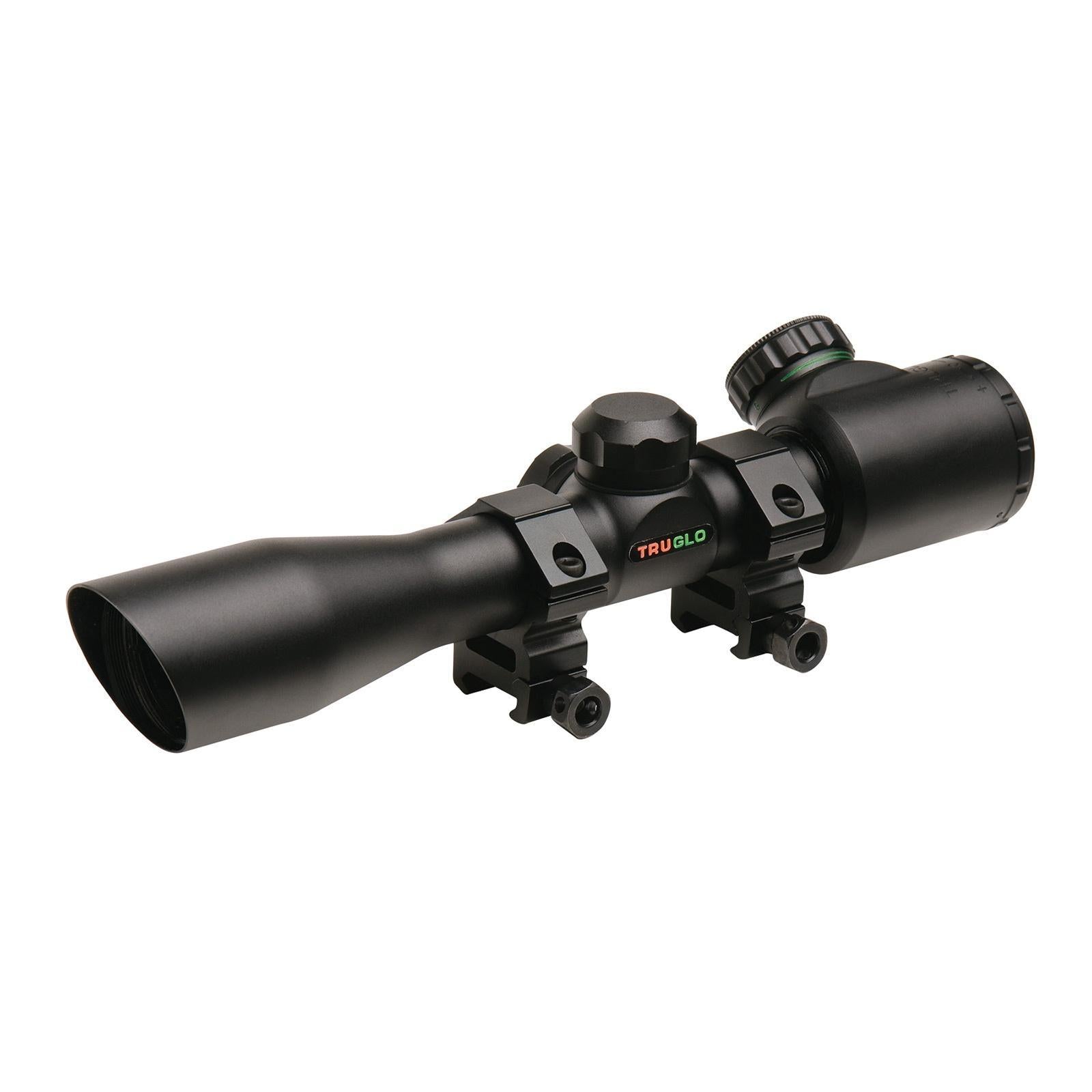 Truglo 4x32mm Illuminated Dual-Color Reticle Crossbow Scope with Weaver Rings Black