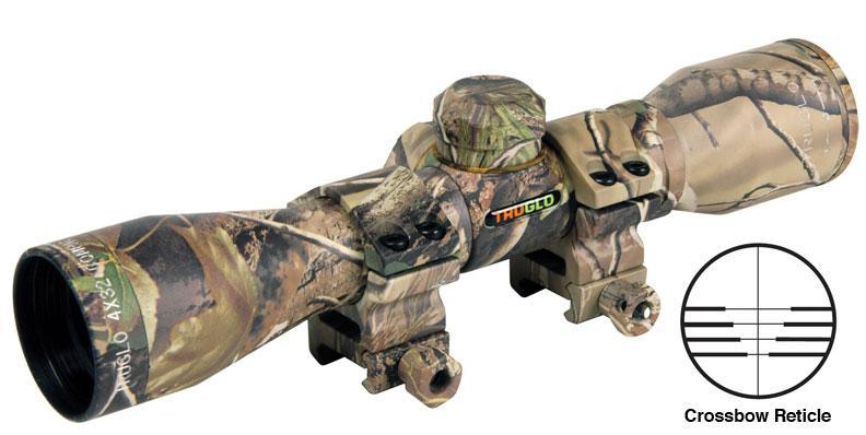 Truglo 4x32mm Crossbow Scope with Weaver Rings Camo Crossbow Reticle