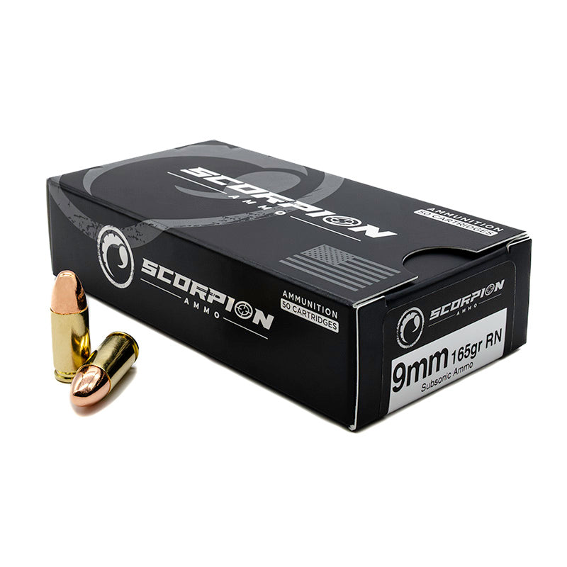 Scorpion 9mm 165 Grain Subsonic Full Metal Jacket Round Nose