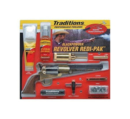 Traditions 1858 Army Redi-Pak .44 Cal Black Powder Revolver 8" Blued Barrel Brass Frame
