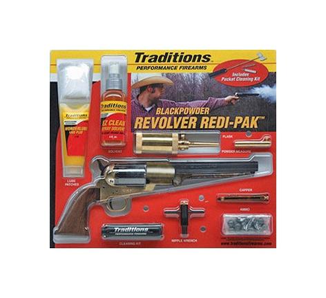 Traditions 1858 Army Redi-Pak .44 Cal Black Powder Revolver 8" Blued Barrel Brass Frame