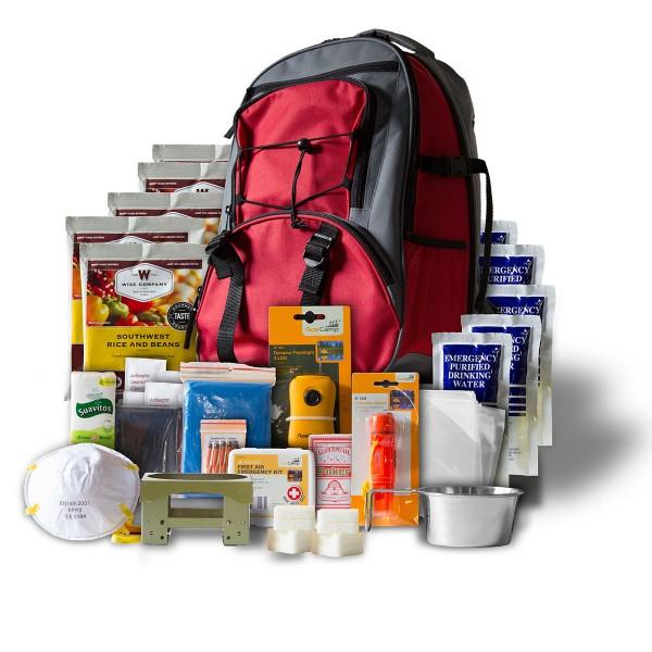 Wise 32-Serving Emergency Survival Kit Backpack 5-Day Supply for One Red
