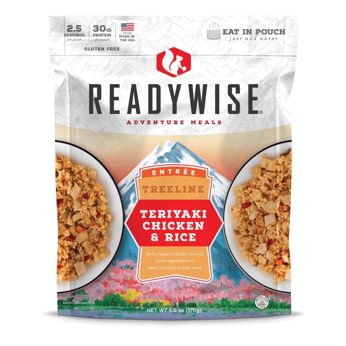 Readywise Treeline Teriyaki Chicken & Rice Camping Meal Pouch 6 oz 2.5 Servings