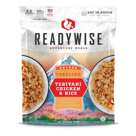 Readywise Treeline Teriyaki Chicken & Rice Camping Meal Pouch 6 oz 2.5 Servings