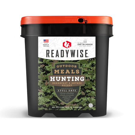 ReadyWise Hunting Outdoor Meal Bucket with Entrees Breakfasts and Snacks