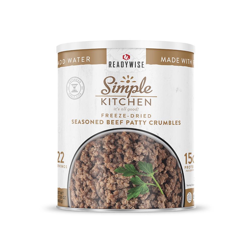 Readywise Simple Kitchen Seasoned Beef Crumbles Freeze-Dried 22 Serving