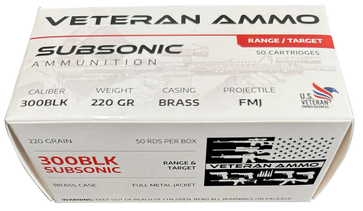 Veteran Ammo 300 Blackout 220 Grain SubSonic Full Metal Jacket(FMJ)