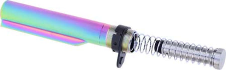 Guntec AR15 Buffer Tube Buffer and Spring Set Rainbow PVD Coated