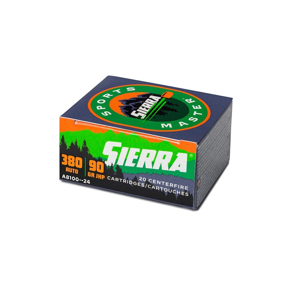 Sierra .380 ACP/Auto Sports Master 90 grain Jacketed Hollow Point ammunition