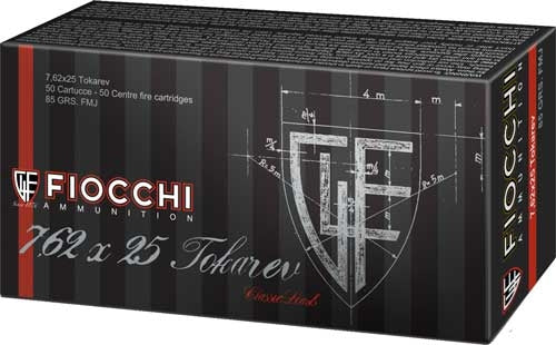 Fiocchi Heritage Full Metal Jacket 88 Grain 7.62x25mm Tokarev 1525 fps 762344042626
