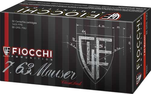 Fiocchi Heritage Full Metal Jacket 88 Grain 7.63×25mm Mauser  762344001487