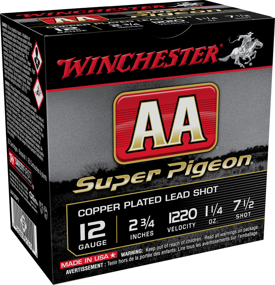 Winchester Ammo AA12SP7 AA Super Pigeon 12 Gauge 2.75" 1-1/4oz 7.5 Shot
