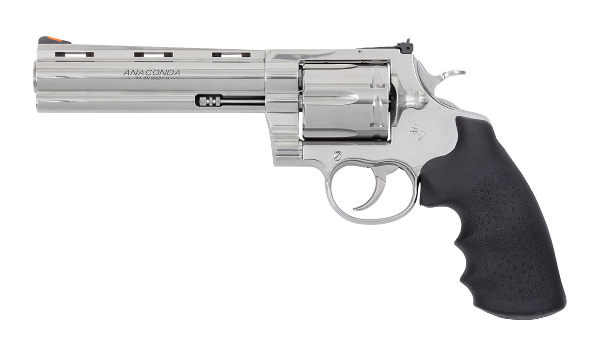 Colt Mfg ANACONDASP6RTS Anaconda 44 Mag 6 Shot 6" Stainless Recessed Target/Vent Rib Barrel, Cylinder & Frame, Black Hogue Rubber w/Finger Grooves Grip