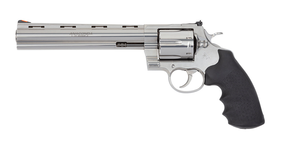 Colt Mfg ANACONDASP8RTS45C Anaconda 45 Colt (Long Colt) 6rd Shot 8" Stainless Vent Rib Barrel, Cylinder & Frame, Black Grip