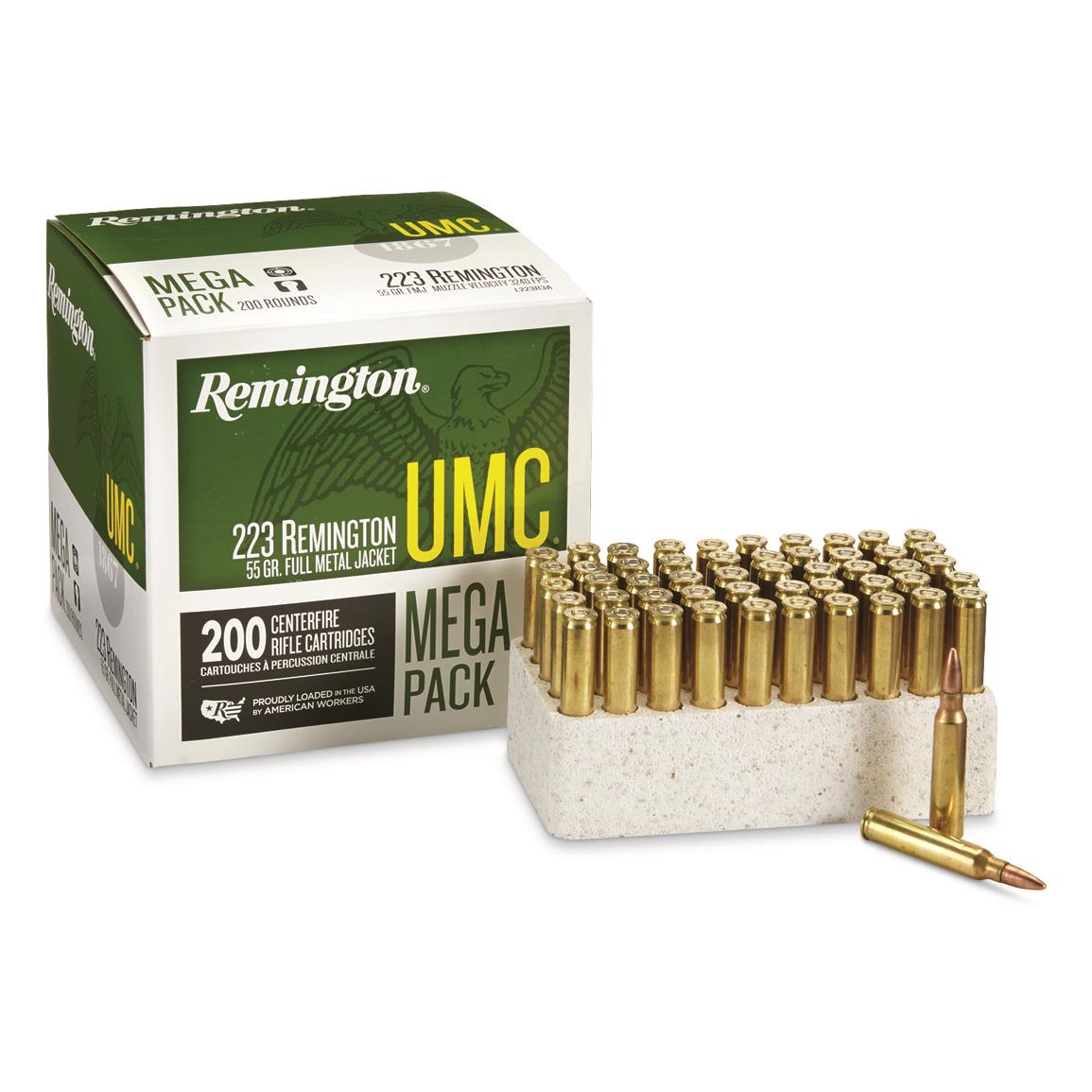 Remington UMC Mega Pack Full Metal Jacket 55 Grain .223 Remington 3240 fps 047700398105