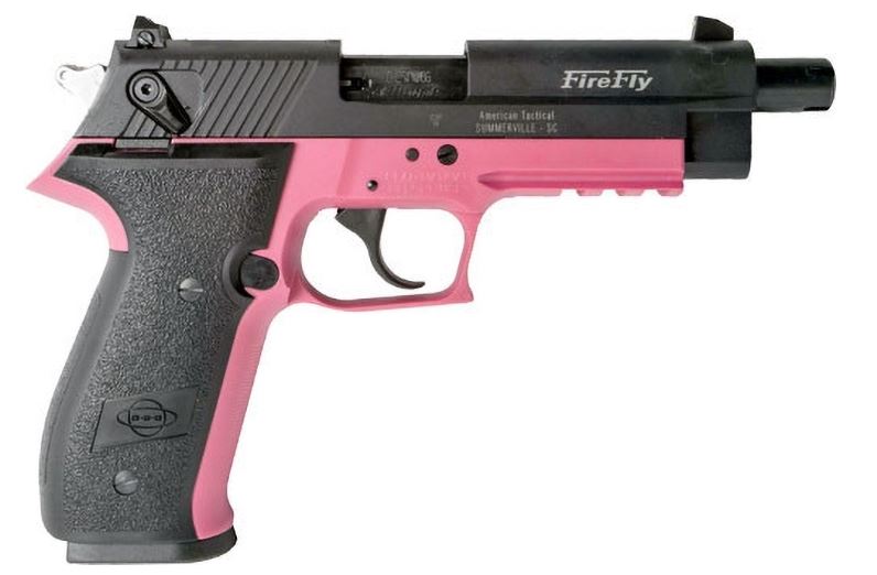 GSG GERG2213TFFPA FireFly 22 LR 13+1 4.90" Black Threaded Barrel, Aluminum Serrated Slide, Pink Aluminum Frame w/Picatinny Rail, Textured Grip