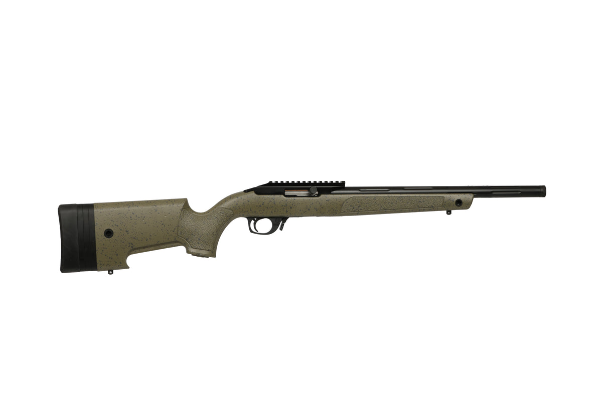 Bergara Rifles BXR001 BXR 22 LR 10+1 16.50" Matte Blued Fluted Chromoly Steel Barrel, Matte Blued Aluminum Receiver, Black Speckled Green Synthetic Stock, Right Hand