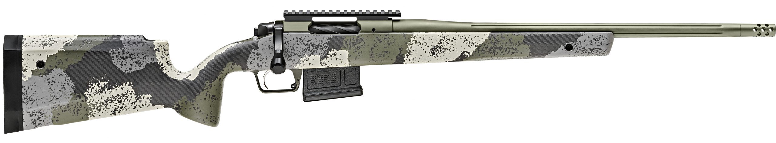 Springfield Armory BAW9206CMG Model 2020 WayPoint 6mm Creedmoor 5+1 Cap 20" Mil-Spec Green Cerakote Rec/Barrel Evergreen Camo Carbon Fiber Hybrid Profile with M-LOK Stock Right Hand (Full Size)