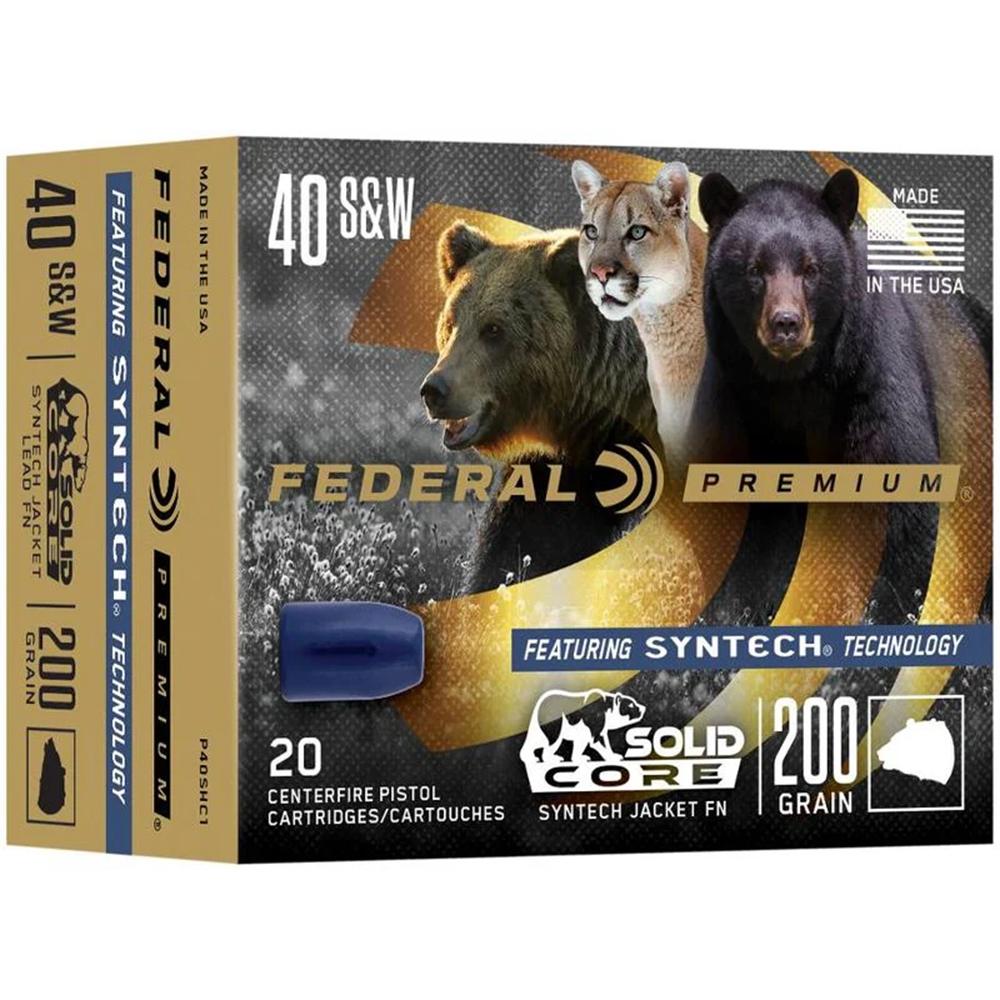 Federal Premium Solid Core Synthetic Flat Nose 165 Grain .40 S&W 1000 fps 604544658149