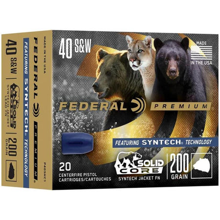 Federal Premium Solid Core Synthetic Flat Nose 165 Grain .40 S&W 1000 fps 604544658149