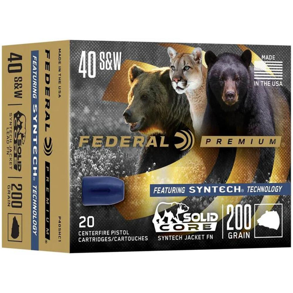 Federal Premium Solid Core Synthetic Flat Nose 165 Grain .40 S&W 1000 fps 604544658149