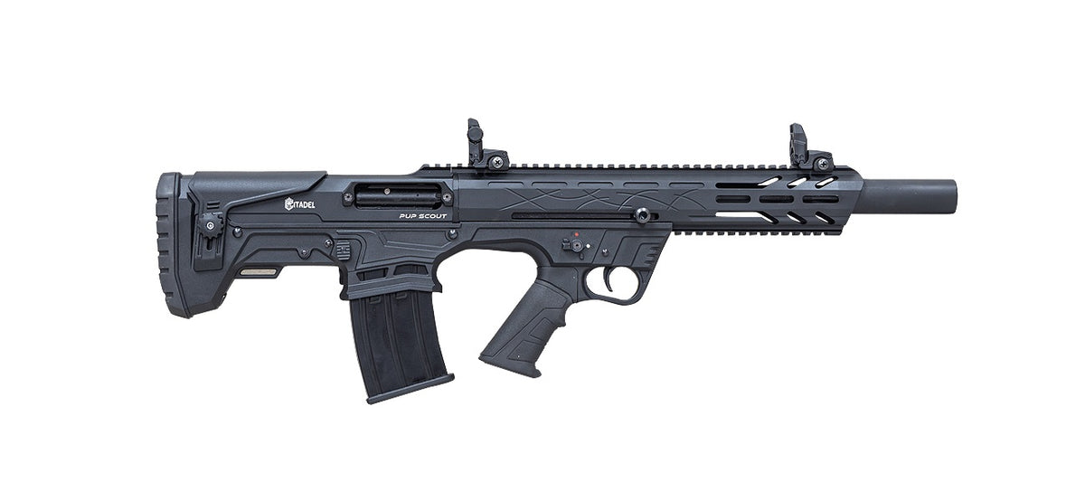 Citadel FRPS1218 Pup Scout 12 Gauge Semi-Auto 3" 5+1 18.50" Black Steel Barrel, Black Picatinny Rail Aluminum Receiver, Picatinny Handguard, Black Adj Cheek Riser Synthetic Stock