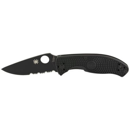 Spyderco C122PSBBK Tenacious Lightweight 3.39" Part Serrated Black Oxide 8Cr13MoV Blade Black FRN Handle Includes Pocket Clip