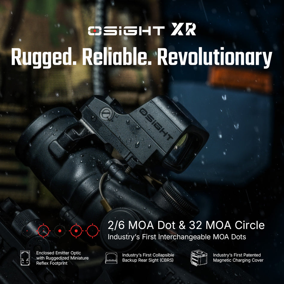 Osight XR Enclosed Emitter Red Dot Sight with RMR Footprint and Multi-Reticle System