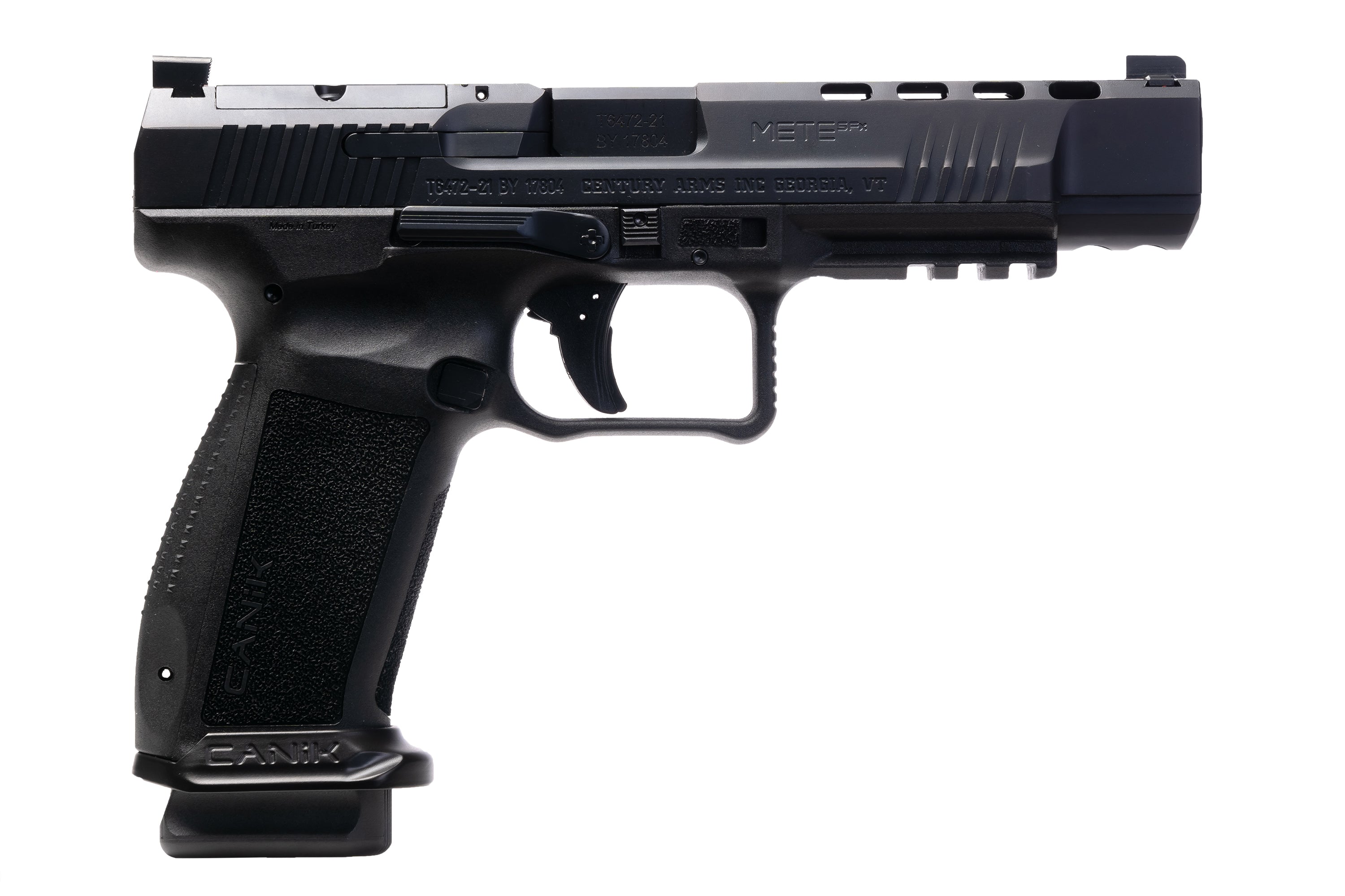 Canik HG6825N Mete SFx 9mm Luger 10+1 5.20" Black Nitride Match Grade Barrel, Black Optic Ready/Serrated Steel Slide, Black Polymer Frame w/Picatinny Rail, Aggressive Texture Grip