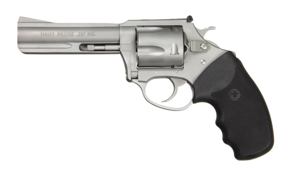 Charter Arms 73542 Mag Pug Target Large 357 Mag, 5 Shot 4.20" Matte Stainless Steel Barrel, Cylinder & Frame w/Black Finger Grooved Rubber Grip