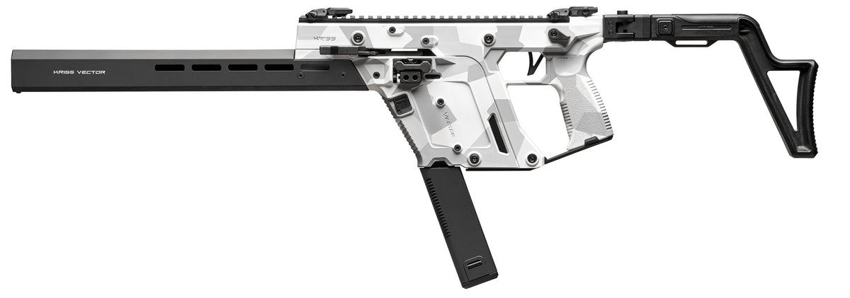 Kriss USA KV453CAD00 Vector CRB Gen3 45 ACP 30+1 16" Black Nitride Threaded Barrel, Arctic Delta Cerakote Receiver w/Picatinny Rail, M-LOK Handguard, Adjustable Folding Black Stock, White Polymer Grip
