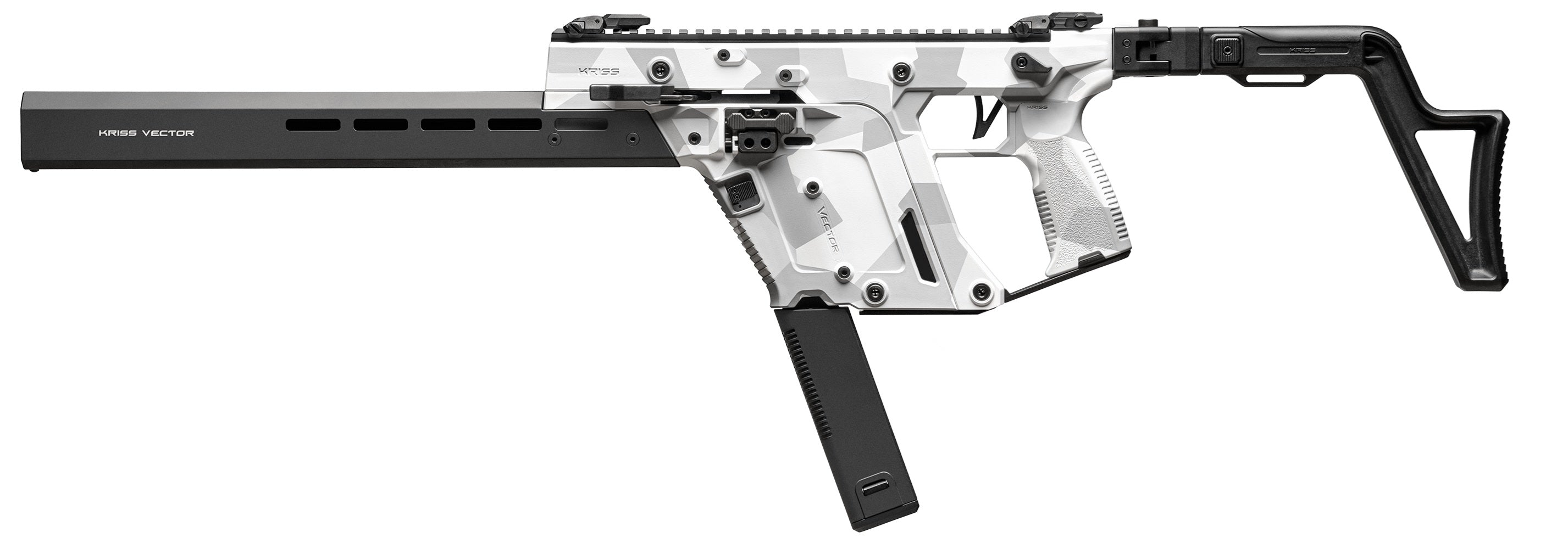 Kriss USA KV453CAD00 Vector CRB Gen3 45 ACP 30+1 16" Black Nitride Threaded Barrel, Arctic Delta Cerakote Receiver w/Picatinny Rail, M-LOK Handguard, Adjustable Folding Black Stock, White Polymer Grip