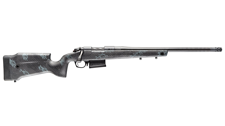 Bergara Rifles B14LM7513CF B-14 Crest 7mm PRC 5+1 22" Sniper Gray Cerakote #5 Contour Threaded Barrel, Sniper Gray Cerakote Steel Receiver, Black & Gray Sponge Fixed Carbon Fiber Stock