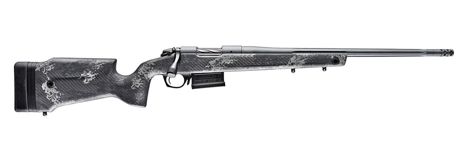 Bergara Rifles B14LM7513 B-14 Crest 7mm PRC 5+1 22" Fluted/Threaded, Sniper Gray Cerakote Barrel/Rec, Monte Carlo Carbon Fiber Stock with Black & Gray Splatter, Omni Muzzle Brake