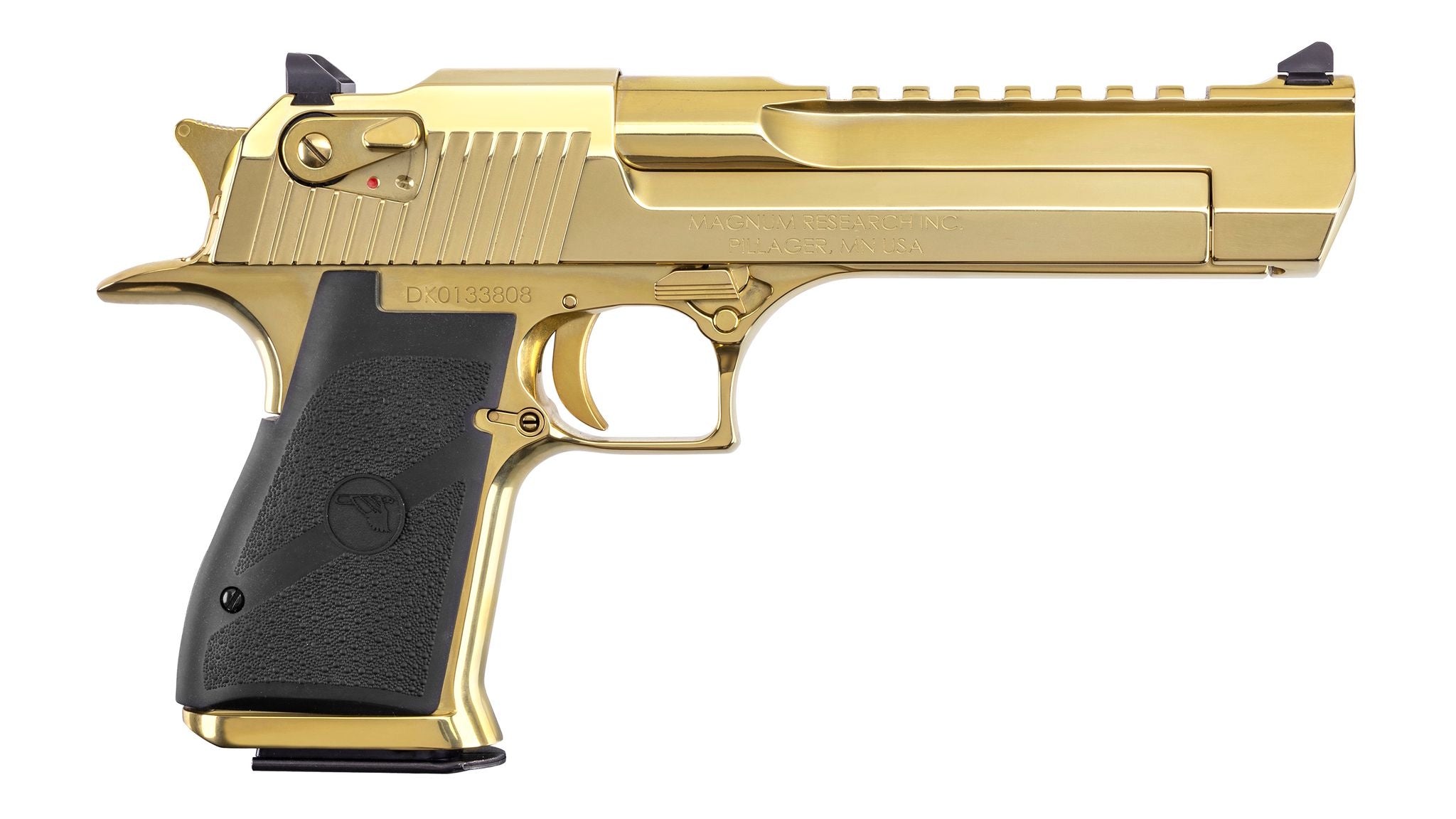 Magnum Research DE44CAG Desert Eagle Mark XIX *CA Compliant 357 Mag 9+1 6" Accessory Rail Barrel, Gold Zirconium Nitride Serrated Slide & Frame