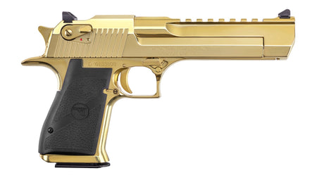 Magnum Research DE44CAG Desert Eagle Mark XIX *CA Compliant 357 Mag 9+1 6" Accessory Rail Barrel, Gold Zirconium Nitride Serrated Slide & Frame