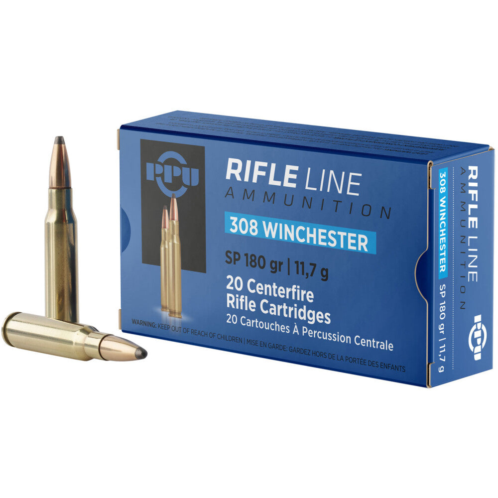 PPU PP3083 Standard Rifle 308 Win 180 gr Soft Point (SP) 20 Per Box/ 10 Cs