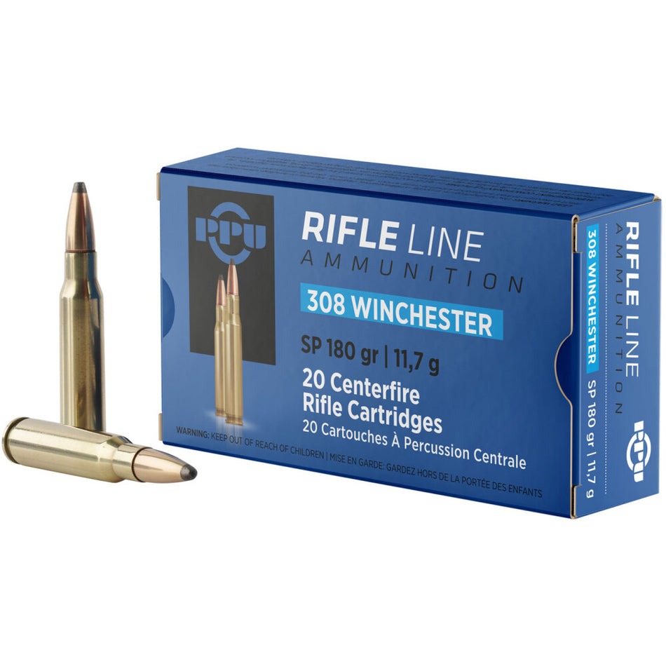 PPU PP3083 Standard Rifle 308 Win 180 gr Soft Point (SP) 20 Per Box/ 10 Cs