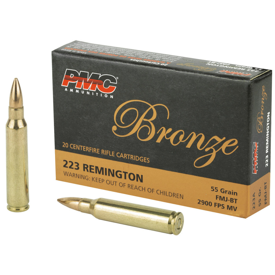 PMC Bronze High-Performance .223 Remington 55gr Full Metal Jacket Boat Tail (FMJBT)