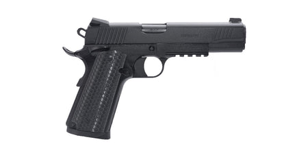Girsan 392060 MC1911 S Untouchable Full Size 45 ACP 8+1 5" Black Steel Barrel, Black Serrated Steel Slide & Frame w/Beavertail & Picatinny Rail, Black Polymer Grip