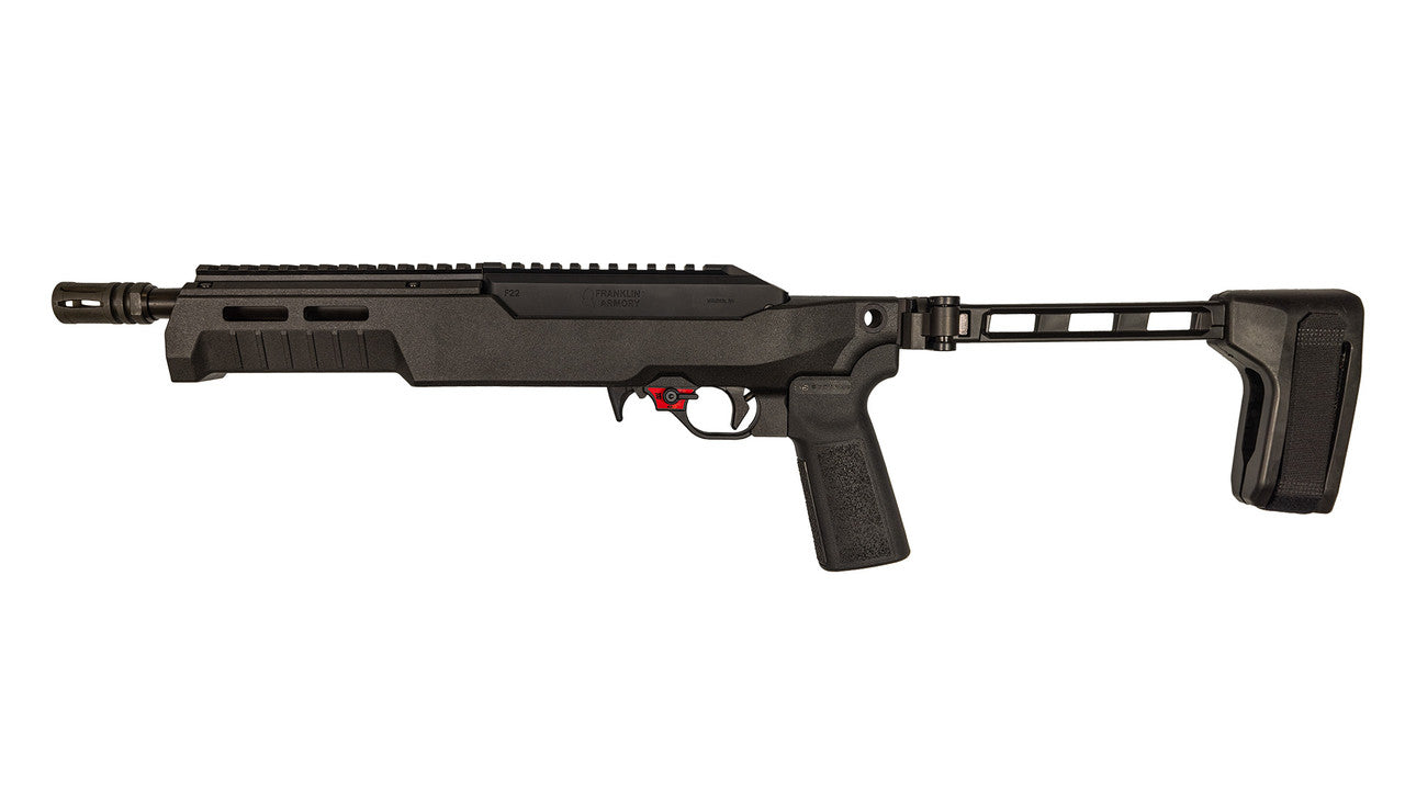 Franklin Armory 0230000BLK F22 22 LR 10+1 8" Black Threaded Barrel, Black Aluminum Receiver w/Picatinny Rail, SB Tactical 1913 Brace