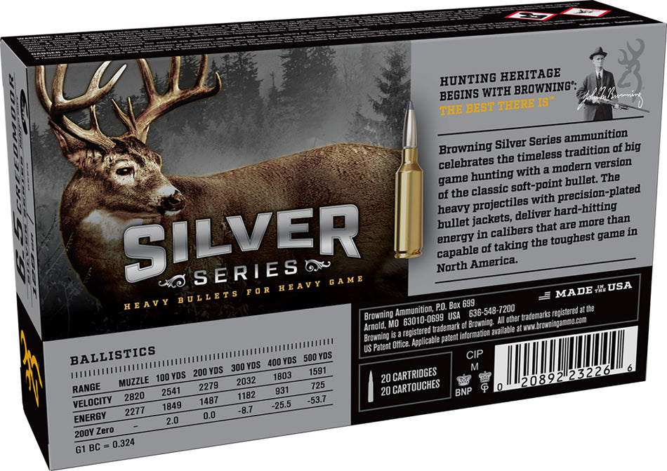 Browning Silver Plated Soft Point 129 Grain 6.5mm Creedmoor 2277 ft lbs 020892232266