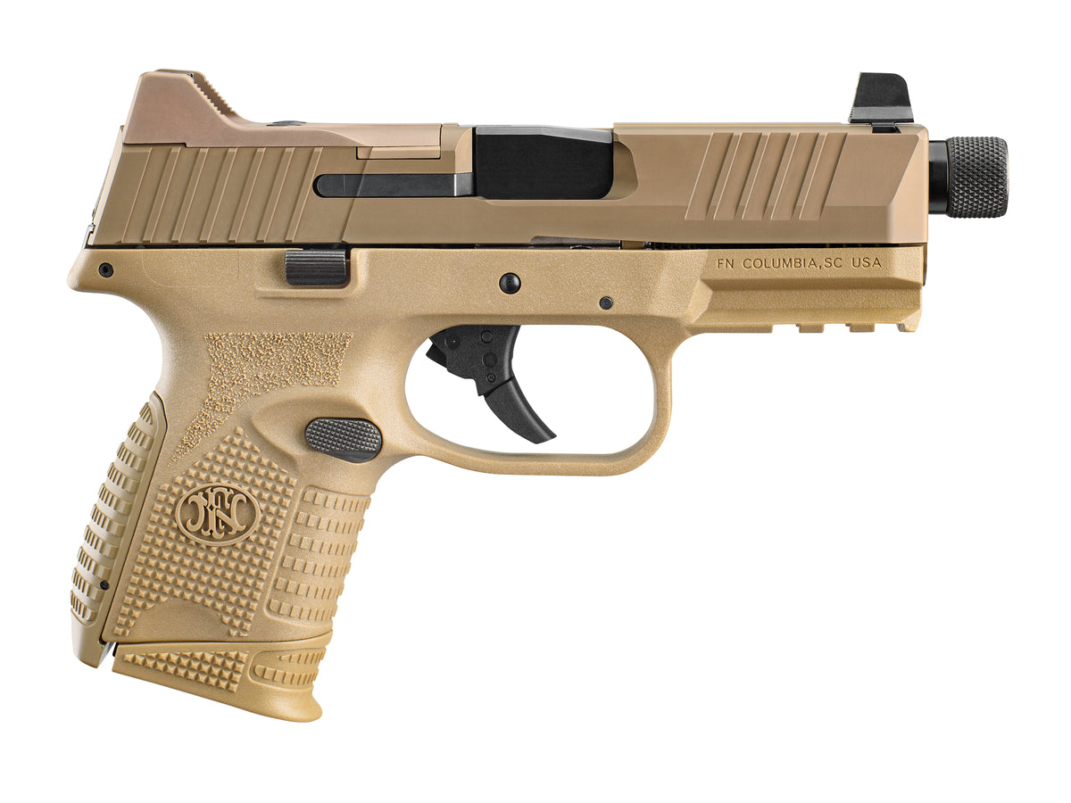 FN 66100780 509C Tactical Compact Frame 9mm Luger 12+1/24+1, 4.32" Black Steel Threaded Barrel, Flat Dark Earth Optic Cut/Serrated Steel Slide & Polymer Frame w/Picatinny Rail, Ambidextrous