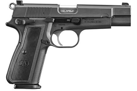 FN 66101115 High Power 9mm Luger 10+1 4.70" Black Target Crown Steel Barrel, Black PVD Serrated Steel Slide & Steel Frame w/Beavertail, Black Polymer Grip, Ambidextrous