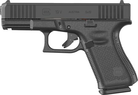 Glock UV1950203 G19 V Compact 9mm Luger 15+1 4.02" Black Barrel & Steel Serrated Slide, Black Polymer Frame w/Accessory Rail, Interchangeable Backstrap