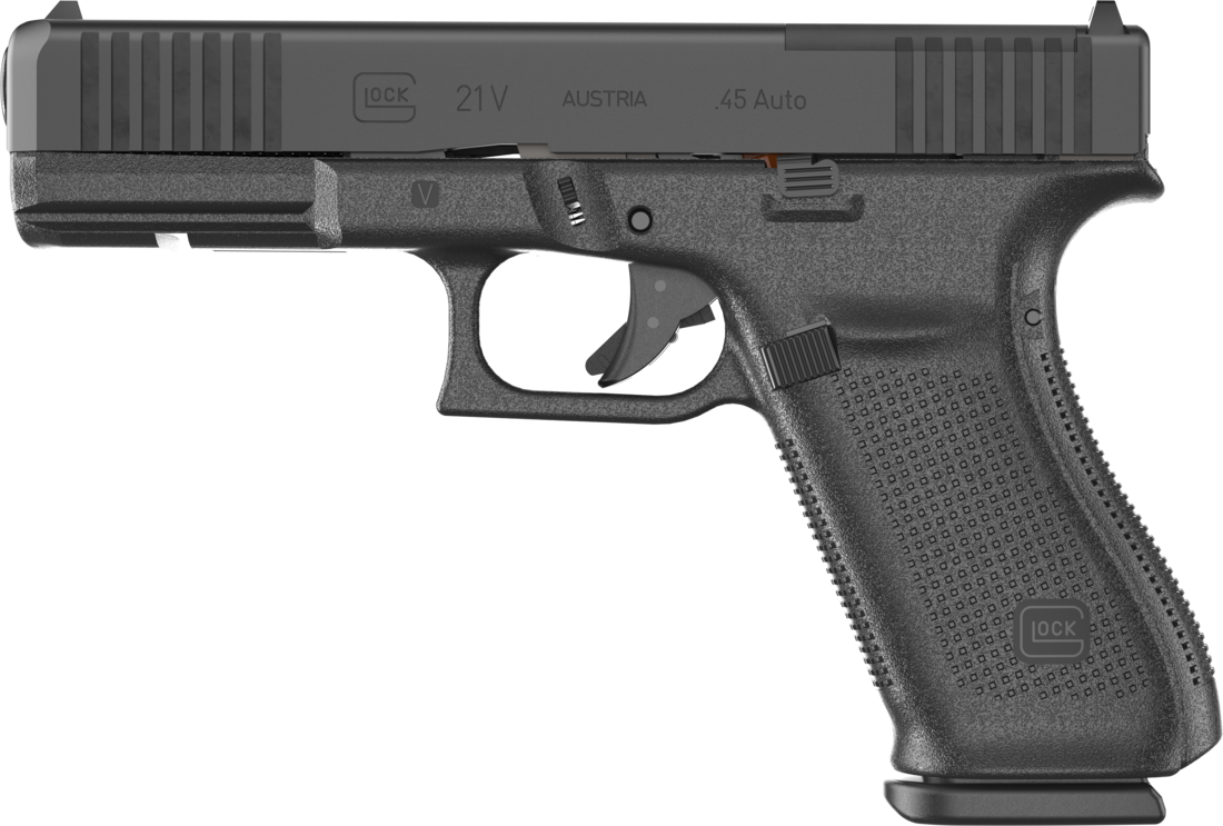 Glock UV2150201MOS G21 V MOS Full Size 45 ACP 10+1 4.61" Black GMB Barrel, Black nDLC Steel Optic Ready/Serrated Slide, Black Polymer Frame w/Accessory Rail, Textured Polymer Grip, Ambidextrous