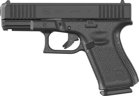 Glock PV2350203 G23 V 40 S&W 13+1 4.02" Black GMB Barrel, Black nDLC Steel Serrated Slide, Black Polymer Frame w/Accessory Rail, Interchangeable Backstrap Grip, Ambidextrous