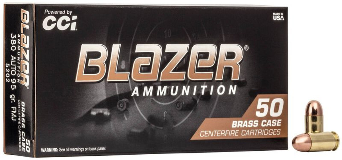 Blazer .380 ACP/Auto Brass 95 grain Full Metal Jacket ammunition